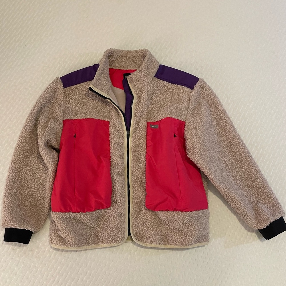 Figs Sherpa Utility Jacket with Purple and Pink Accents
